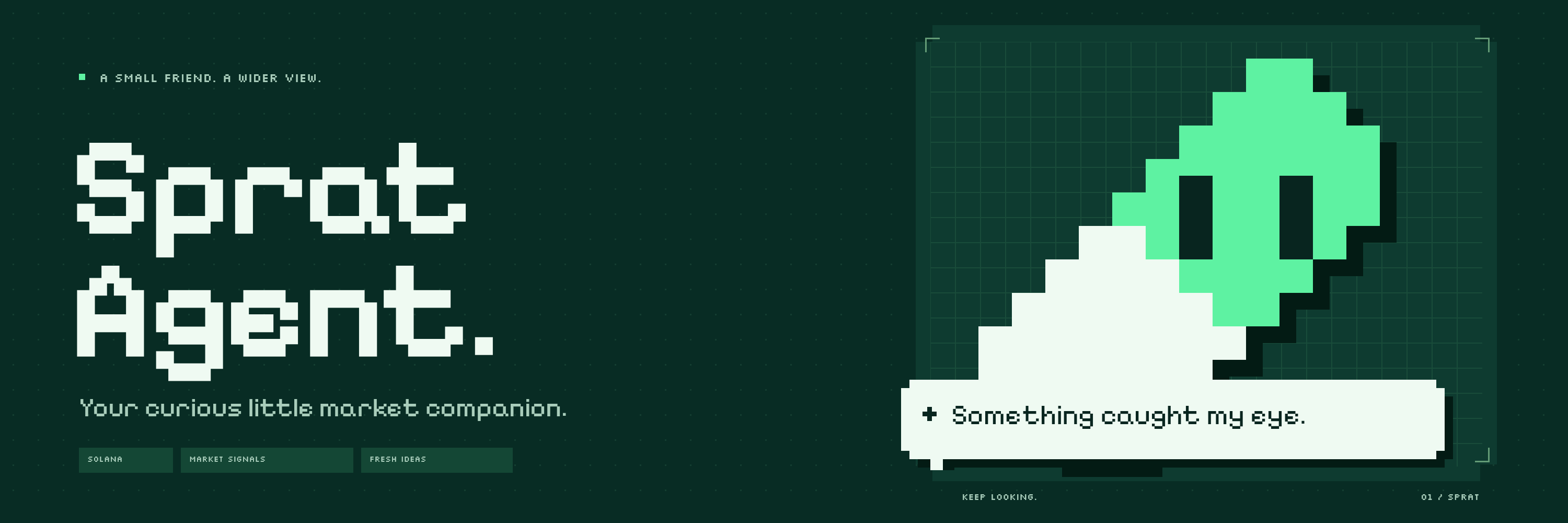 Sprat Agent wide pixel banner in forest green, cream, and capsule green