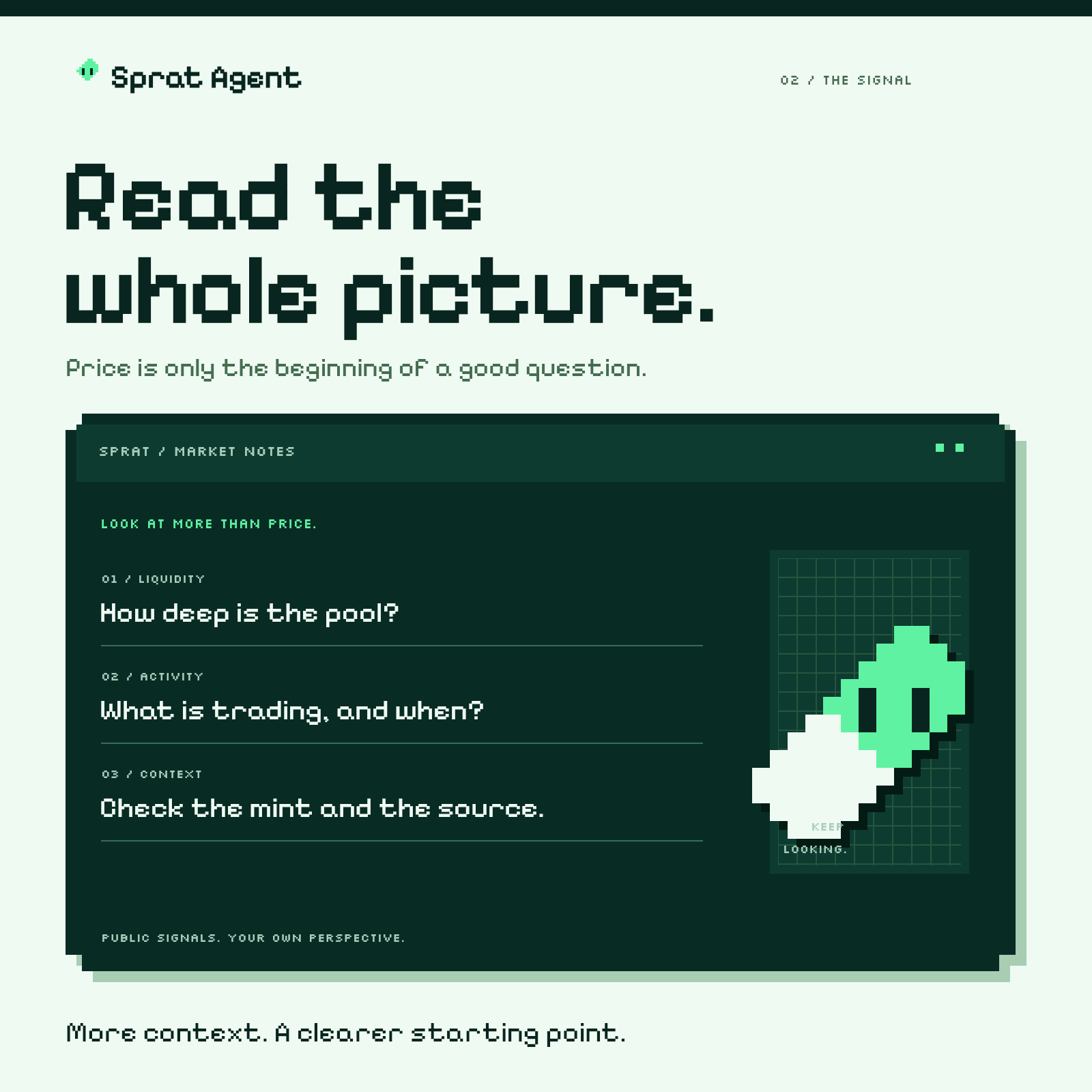 Sprat Agent pixel artwork: Read the market